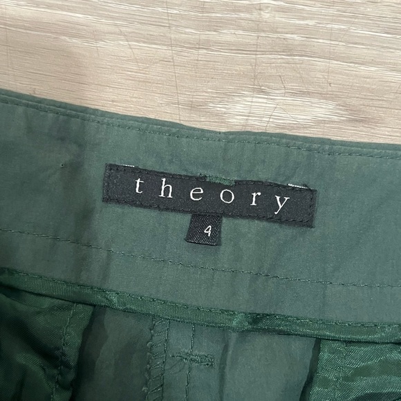 Theory Button Fly Women's Green High Rise Capri Pants Trousers Cotton Size 4 - Picture 5 of 13